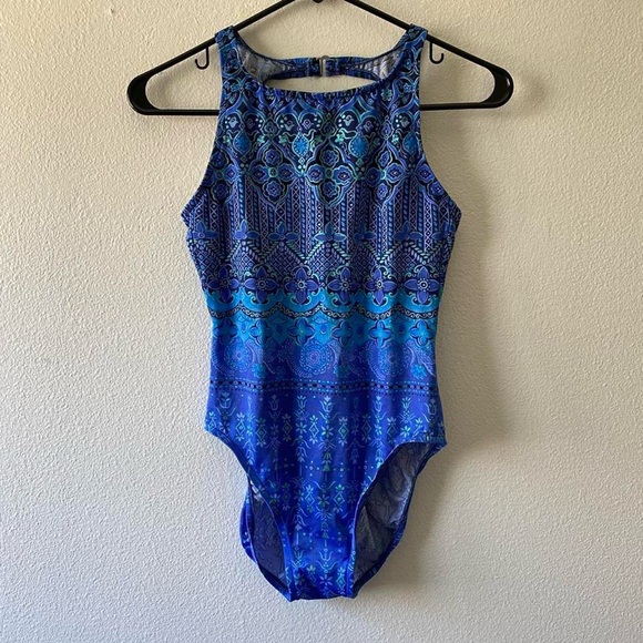 Jantzen Paisley Blue One Piece Swimsuit Size 18 (Plus) - 57% off